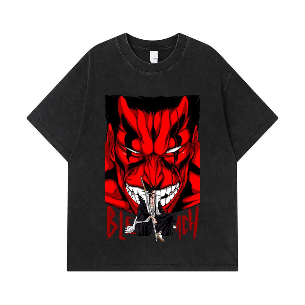 275 GSM Washed T-shirts 100% Cotton Bleach V7 Zaraki Print Unisex Heavy Cotton T Shirt