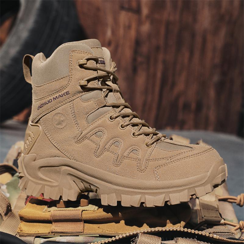 Fashion 2024 Winter Men Desert Combat Boots Combat Men Ankle Boots Tactical Large Casual Shoes Men's Work Safety Shoes Motorcycle Boots