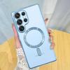 Starke magnetische Magsafe durchsichtige dünne Hülle für Samsung Galaxy S25 S24 S23 S21 FE S22 Ultra Plus Luxus-Beschichtung Silikon Weiche Abdeckung