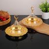 Gold Round Wrought Iron Dessert Plate with Lid and Acrylic Fruit Dish