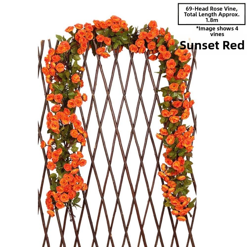 16/69Heads Artificial Rose Vine Plastic Silk Fake Plants Leaves Home Decoration