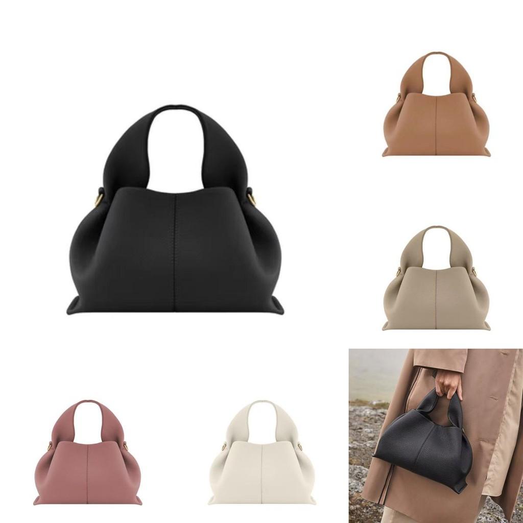 Simple Solid Color Cloud Shaped Pu Leather Women Casual Shoulder Bag For Daily