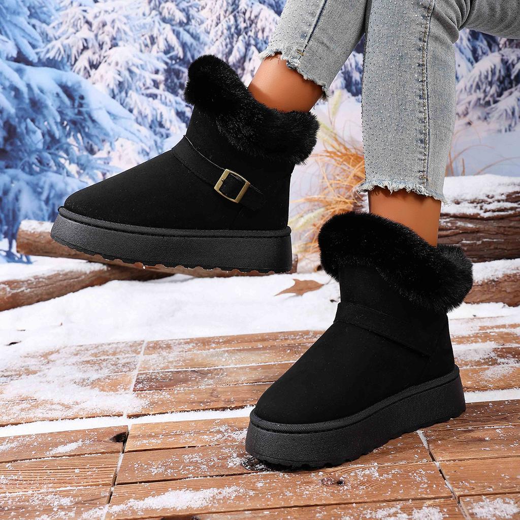 Mode 2025 Neue Wintermode Retro Lässige Schneestiefel Bequeme Designerschuhe Damen Warm Rutschfest Klobige Baumwolle Plüsch Stiefeletten