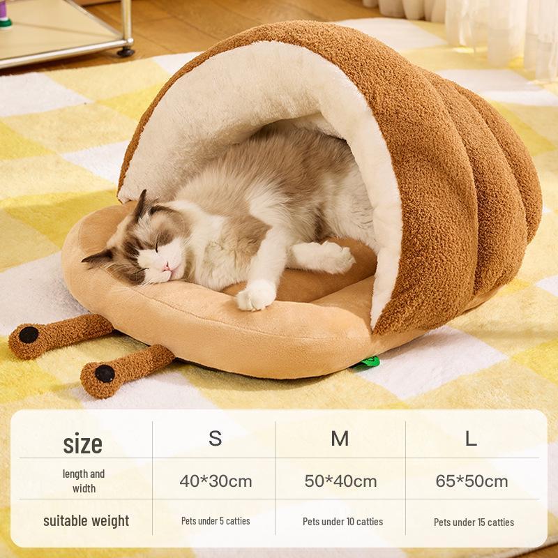 2024 Cozy Autumn/Winter Semi-Enclosed Snail Slipper Bed for Cats & Small To Medium Dogs