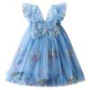 Mode Filles Robe de Princesse Papillon Mignon Robes Brodées Fleurs Colorées
