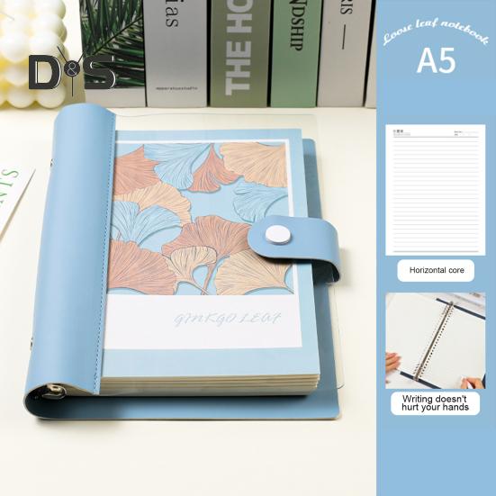 A5 B5 Binder Notebook 120 Pages Artificial Leather Cover Lined Loose-leaf Notebook Metal Snap Personal Journal