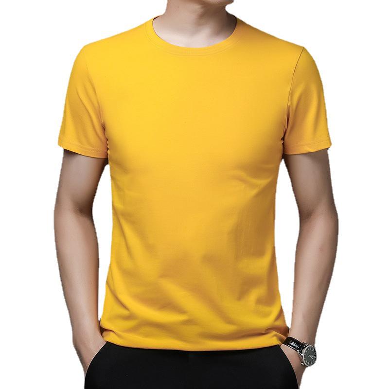 Men's Summer 2022 Pure Cotton Crew Neck T-shirt - Solid Color, Short Sleeve, Casual Fit