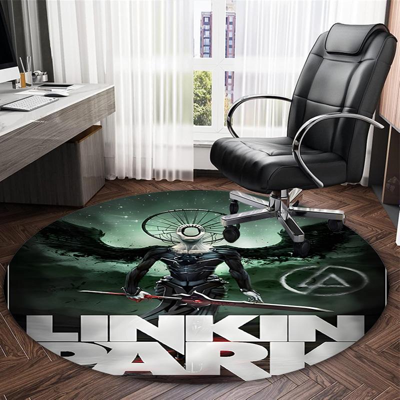 1pc Linkin Park3 Print Round Carpet Chair Round Carpet Suitable for Bedroom Living Room Home Decorative Carpet