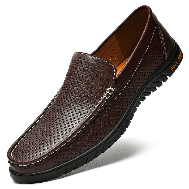 Men s Genuine Leather Slip-On Loafers: Business Formal to Casual Driving Moccasins 42
