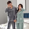 [Essential For Heating Room] Island Fleece Couple Pajamas Men'S Autumn And Winter Coral Fleece Flannel Loungewear Set