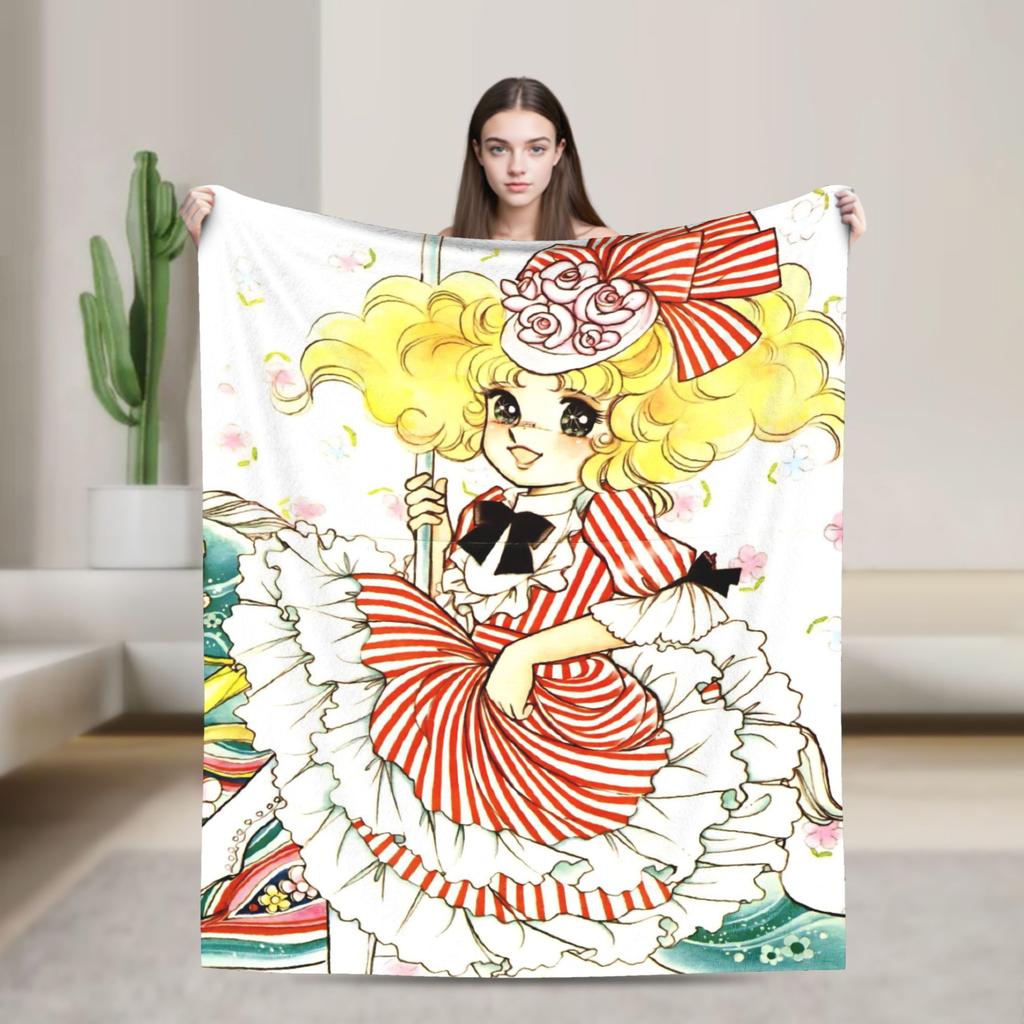 Super Warm BlanketChildren Travel Candy Candy Manga Throw Blanket Flannel Bedspread For Outdoor Novelty Sofa Bed Cover