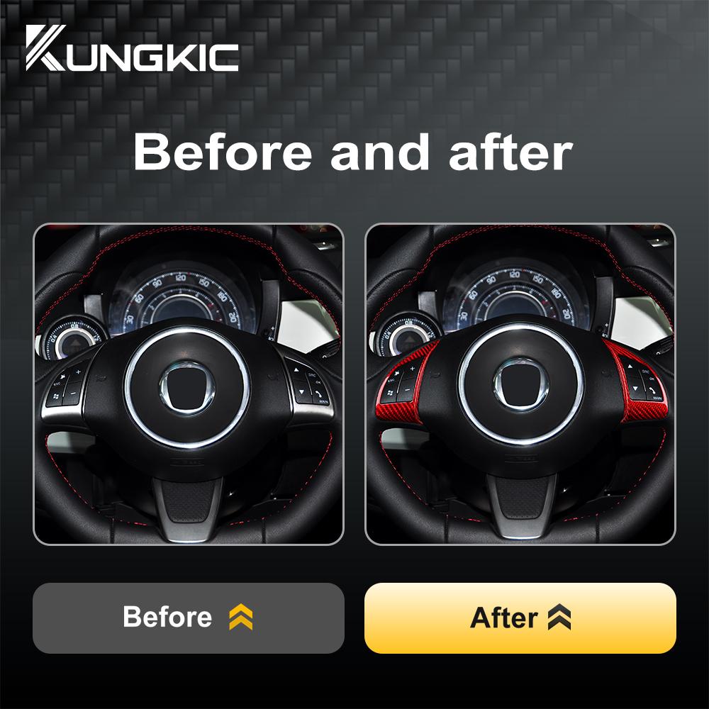 Real Hard Carbon Fiber Sticker For Fiat 500 Abarth 595 2010 2011 2012 2013 2014 2015 Car Steering Wheel Button Interior Trim