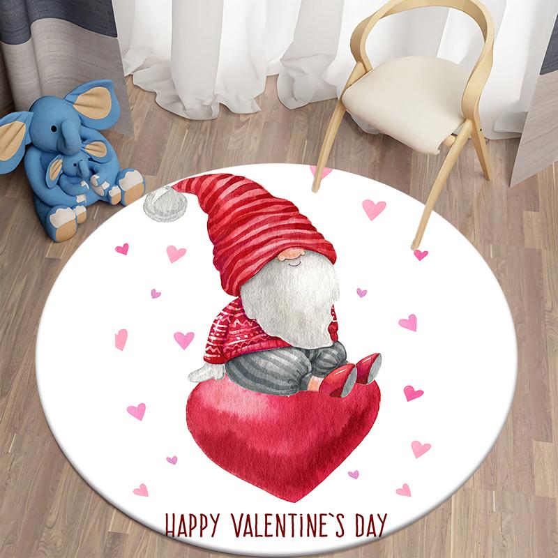 Valentine's Day Kawaii Printed Circular Carpet Home Living Room Bedroom Carpet Floor Decoration Anti Slip Floor Mat