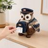Easy Sewing Project Kit DIY Tissue Box Cover Kit, Owl Shape, Soft Textures Patchwork Woodland Animal Decor Handmade for Handicraft Enthusiast