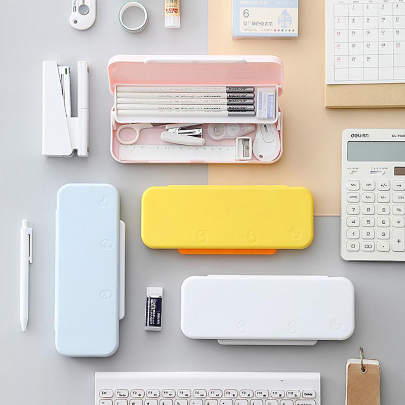 Hot,Simple Fashionable Double-layer Stationery Box Multi-functional Large-capacity Student Office Study