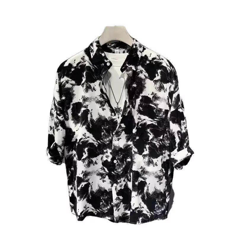 Trendy Men's Floral Beach Shirt with Half Sleeves