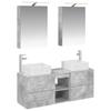 5 Piece Bathroom Furniture Set Concrete Grey Engineered Wood and Glass