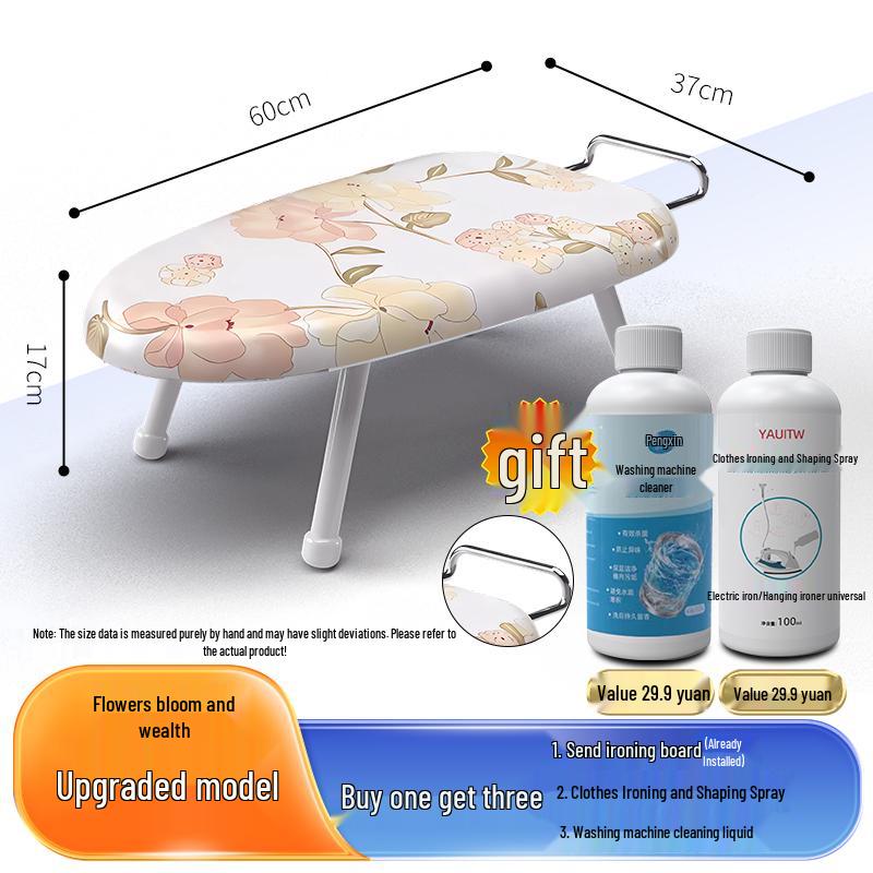 Folding Mini Ironing Board with Ironing Pad and Clothes Rack