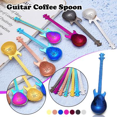 Paslanmaz Çelik Gitar Kaşık Gökkuşağı Kahve Çay Kaşığı Sofra Takımı İçme Araçları