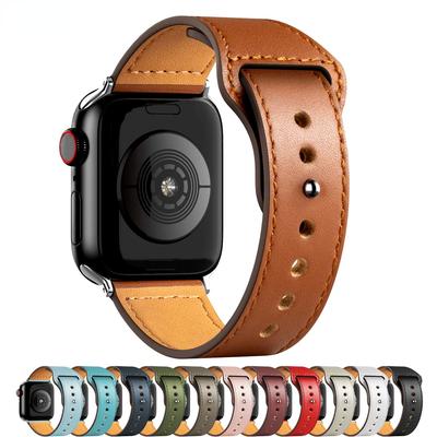 Skórzany pasek do paska do zegarka Apple 44mm 45mm 41mm 40mm 42mm 38mm akcesoria opaska na nadgarstek bransoletka correa seria iWatch 3 4 5 6 SE 7