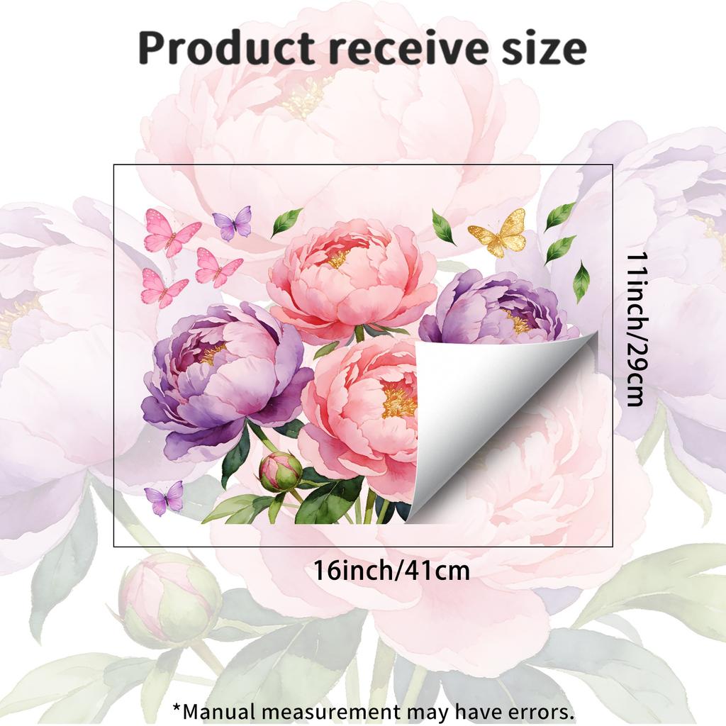 Creative Peony Butterfly Static Cling Window Glass Film Sticker for Bedroom Living Room Balcony Study Home Decor