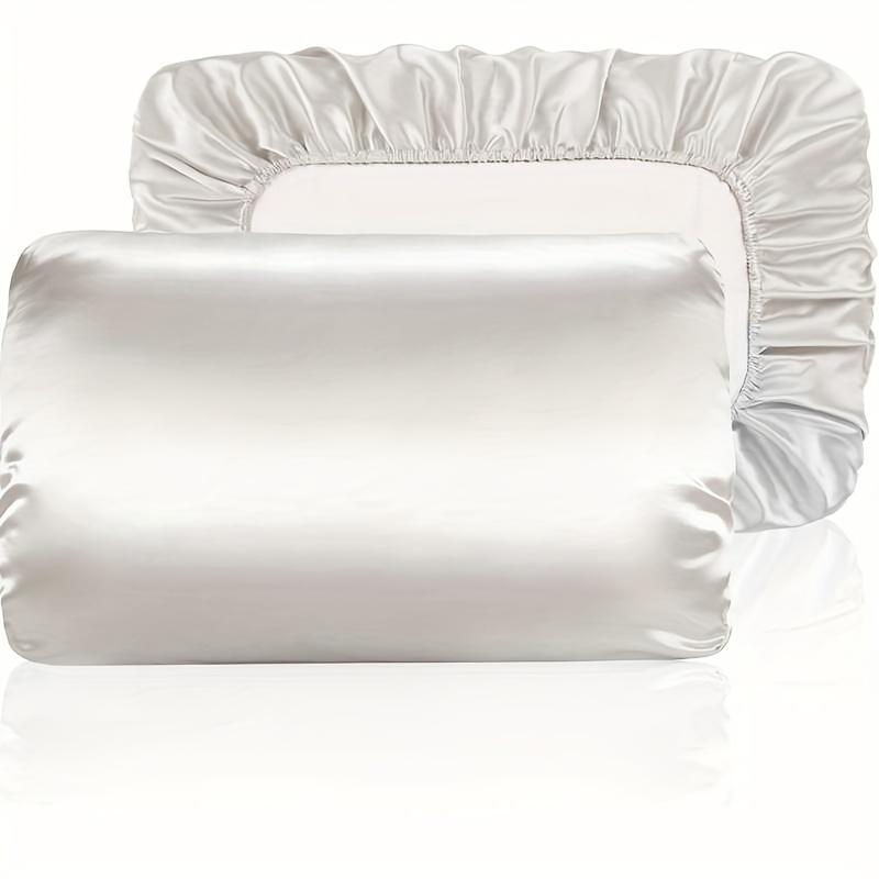 1 Pair of Soft Breathable Elastic Cord Satin Pillowcases - Essential for Comfortable Sleep in the Bedroom, 1 Piece 19.69  *19.69   белый