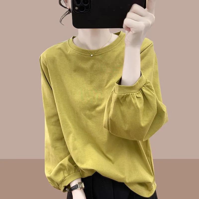Women S Long Sleeve T Shirt Lantern Sleeve Loose Fit Casual Vintage Pleated Top L