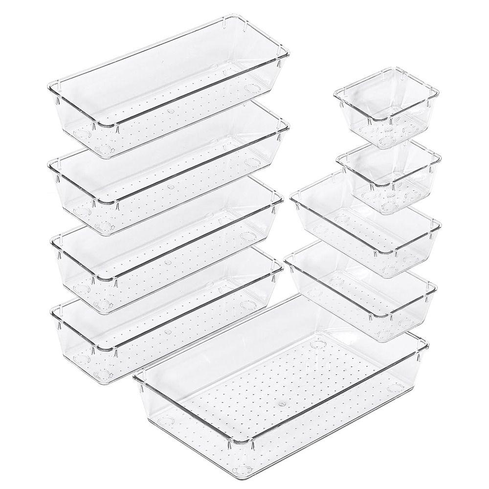 

7/12/16/25 шт. прозрачный набор органайзеров для ящиков стола, нескользящие перегородки для ящиков стола, лотки для ванной комнаты