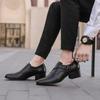 Genuine Leather Men's Shoes Business Men Dress Shoes Incressed 6cm Slip On Pointed Toe Man Oxfords Classic Formal Shoes for Men