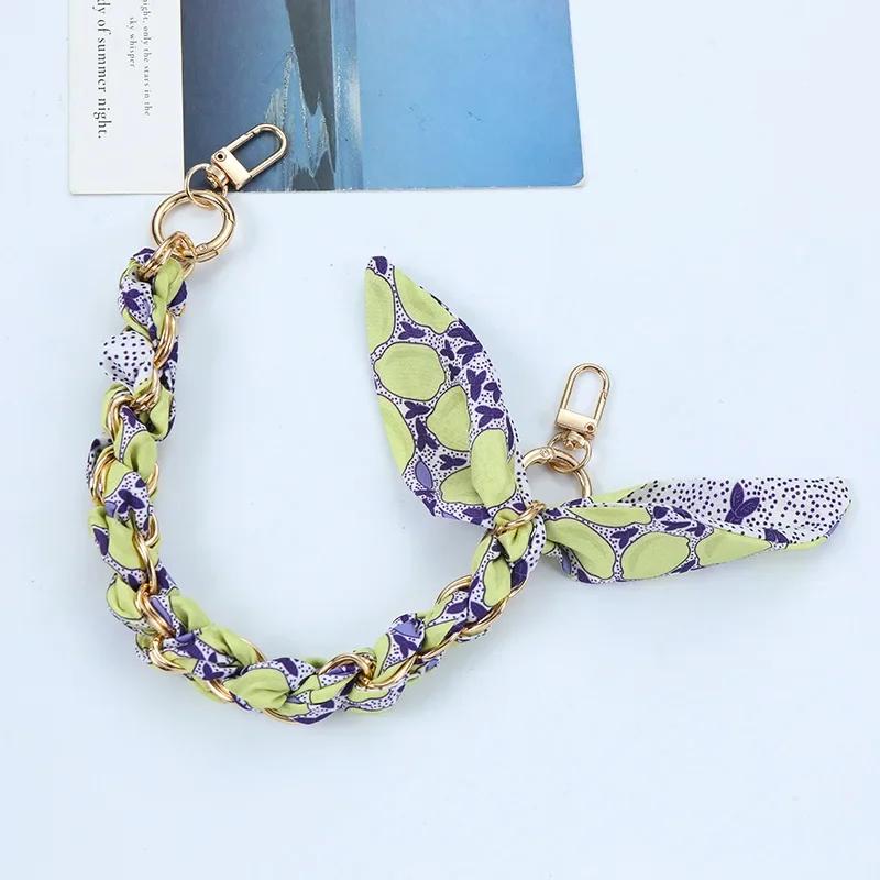 Mobile Phone Chain key Chain Creative Hand Chain New Woven Silk Scarf Double Buckle Mobile Phone Lanyard Wrist Strap