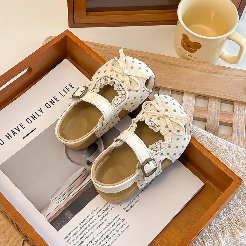 Sweet Polka Dot Bow Headwrap Lace Trim Birkenstock Sandals - Trendy Korean Style for Girls Summer 2026 2