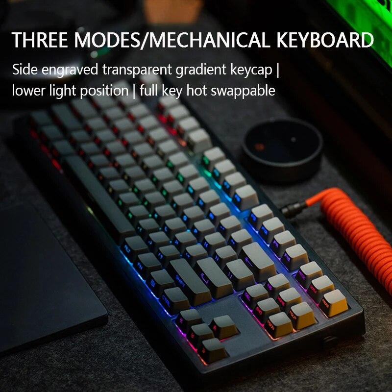 

Belly Mk870 Пылезащитная гравировка Готовый продукт Беспроводная механическая клавиатура Индивидуальный комплект 87-клавишный игровой градиент Pbt Keycap Подарок