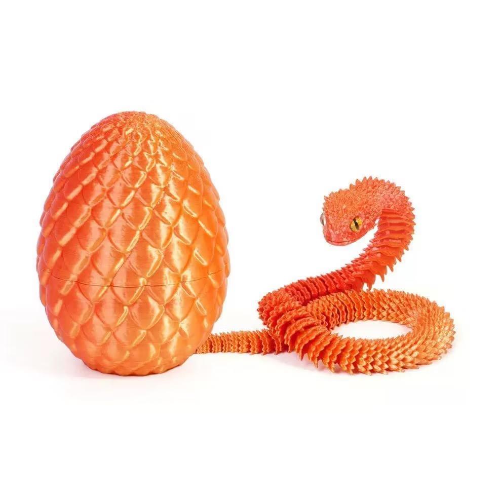 30/45/60cm 3D-gedrucktes Schlangenei Kreative Dekompression Schlangenform Beweglich Drehbar Gelenkig Schreibtischornament Realistisches Spielzeug
