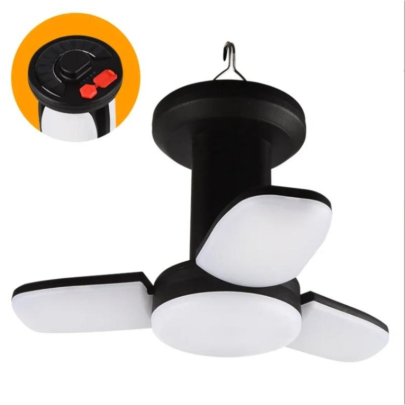 Portable Solar Camping Lantern LED Rechargeable Hanging Tent Lamp, Foldable Football Bulb with Hook Emergency Light for Outdoor Hiking Fishing