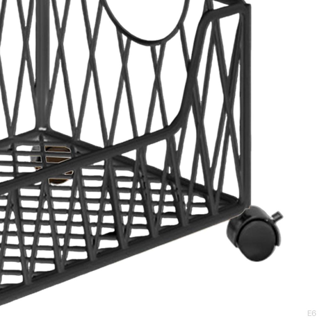 Rolling Utility Cart Movable Bookcase with Wheels Practical File Organizer Book Storage Bin for