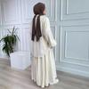 In-Stock Summer Fashion: Women's Crinkled Puff Sleeve Long Sleeve Muslim Apparel Skirt Set