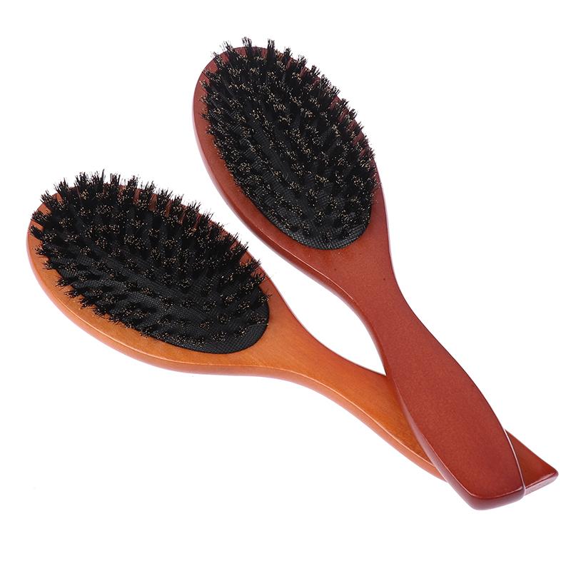 Boar Bristle Hair Brush Women Combs For Hair Wood Hairbrush Detangle Straightener Brush Hair Comb Barber Accessories