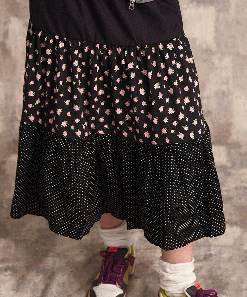 Konnichiwa Bonjour Butterfly Shirred Skirt (Multiflower)