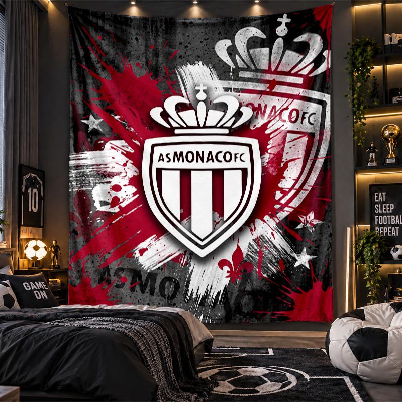 Wall Hanging Tapestry Monaco FC Print Cloth for Living Room Bedroom Home Decor