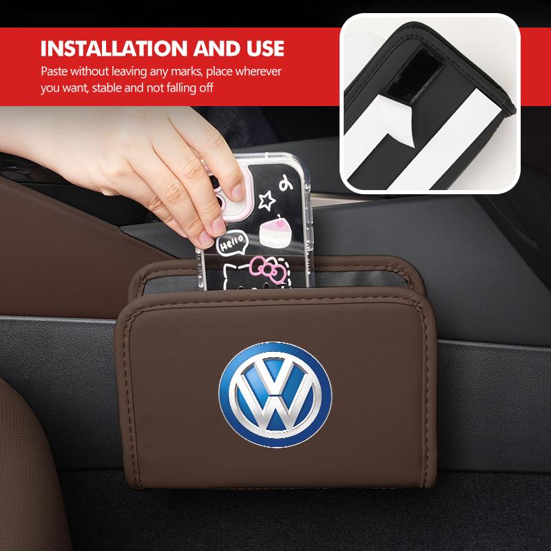 Car Leather Bag Portable Auto Storage Organizer Trash Bin For Volkswagen VW Polo Jetta Sagitar Magotan Passat B5 B6 B7 CC Tiguan zg7