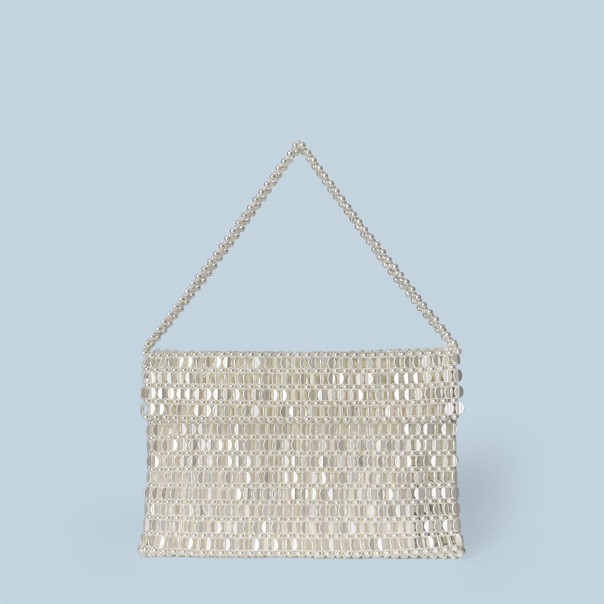 

Retro Metal Sequin Silver Bag for Women s 2024 New Bag, Hand Woven High-end Feel Handbag, Shoulder and Underarm Bag