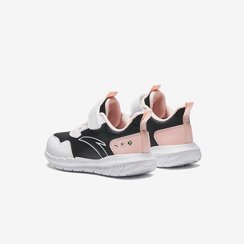 Anta Kids Synthetic Leather Fabric Comfortable Soft Sole Lightweight Shock Absorption Low Top Running Shoes Kids Sneakers Black White Pink A22439968-5