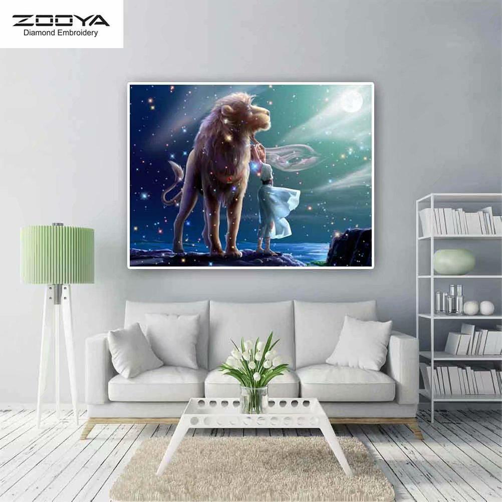 

ЗООЯ DIY 5D Полный квадрат Алмазная картина Мечта Лев Вышивка Крестом Ремесло Стежок Домашний декор