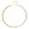 Geometric Zirconia Chain Necklace Stainless Steel Adjustable Length Collarbone Chain For Women Layering Jewelry