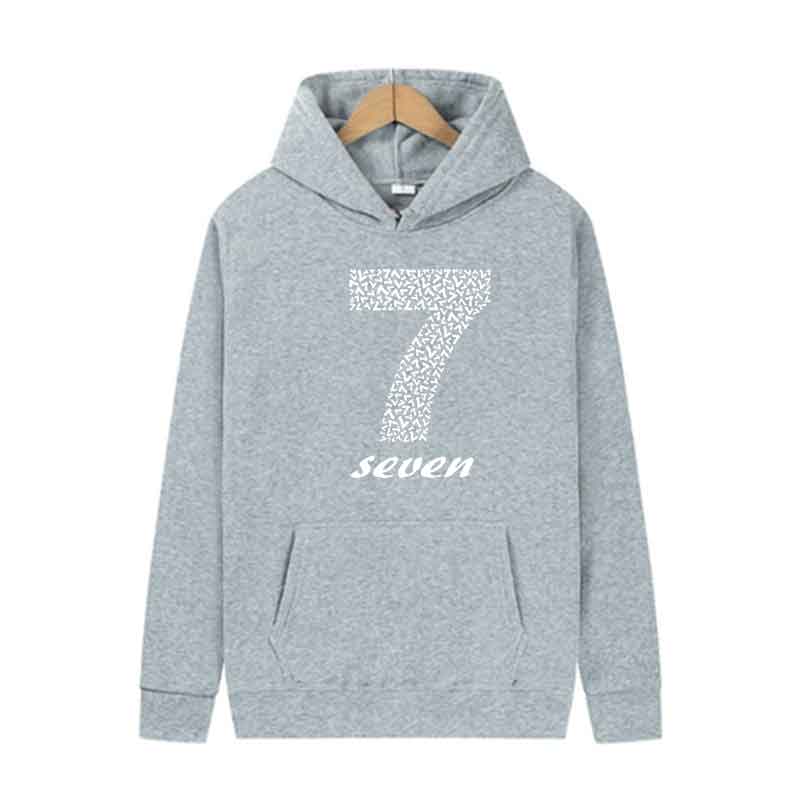 2025 Unisex Sweatshirt Casual Sports Pullover Top Harajuku Long-sleeved Hoodie Creative Number 7 Print Men Women Wear