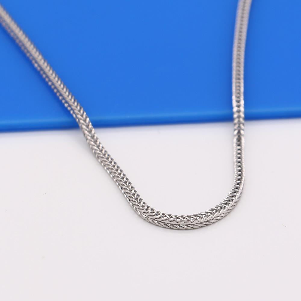 3Mm Chopin Chain Necklace Simple Men'S And Women'S White Copper Electroplated Thick Rhodium Gold Pendant With Chain Single Chain Jewelry