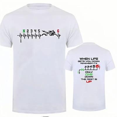 1N23456 Motorradausrüstung Biker Herzschlag Print Herren T-Shirts Sommer Herren T-Shirt Kleidung Übergroßes Herren T-Shirt Grafik T-Shirt