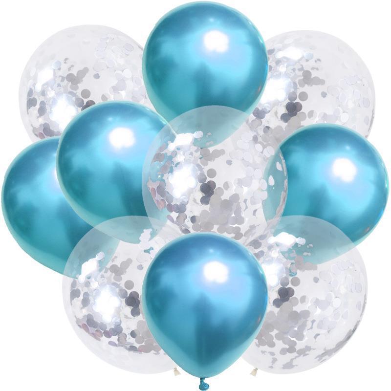 Birthday & Ceremony Decoration Balloon Set: Metallic Sequins, Table & Ground Floating Balloons.