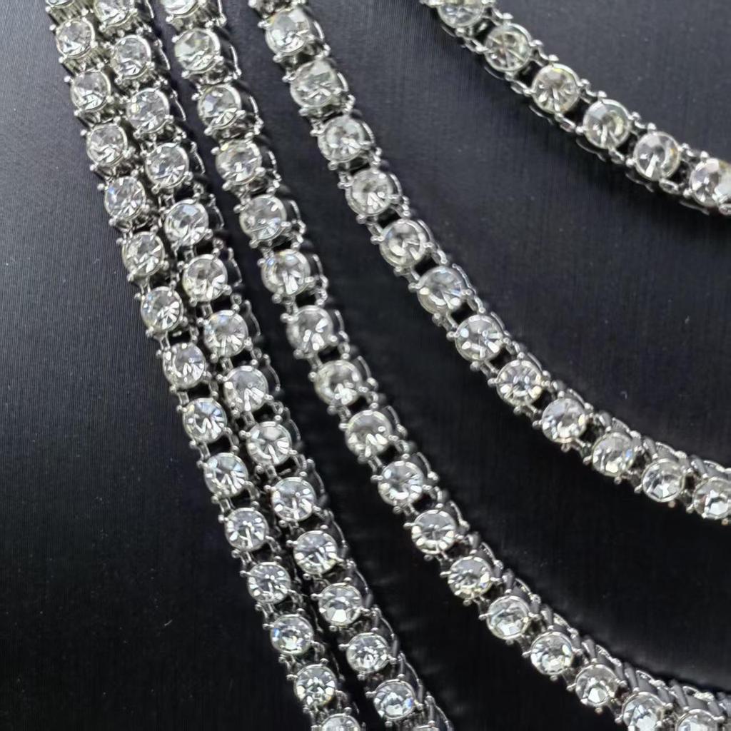 4mm Alloy Cuban Tennis Chain Necklace: Hip Hop Layered Clavicle Jewelry with Pendant for Men
