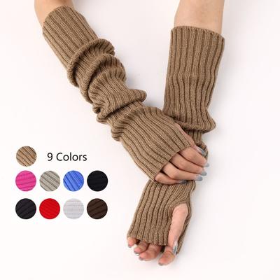 Fashion Fingerless Long Wrist Gloves False Sleeves Arm Warmers Knitted Gloves 52cm Goth Punk Anime Gloves Girl Boys